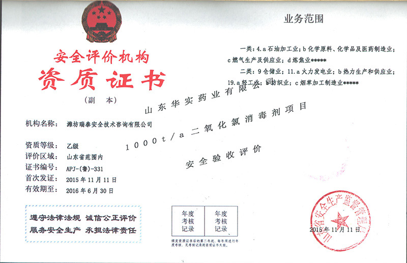 山東華實(shí)藥業(yè)安全驗(yàn)收評(píng)價(jià)報(bào)告